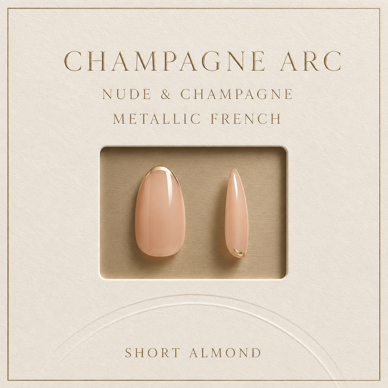 lunvona®Champagne Arc | Gold French Short Almond Press-On Nails