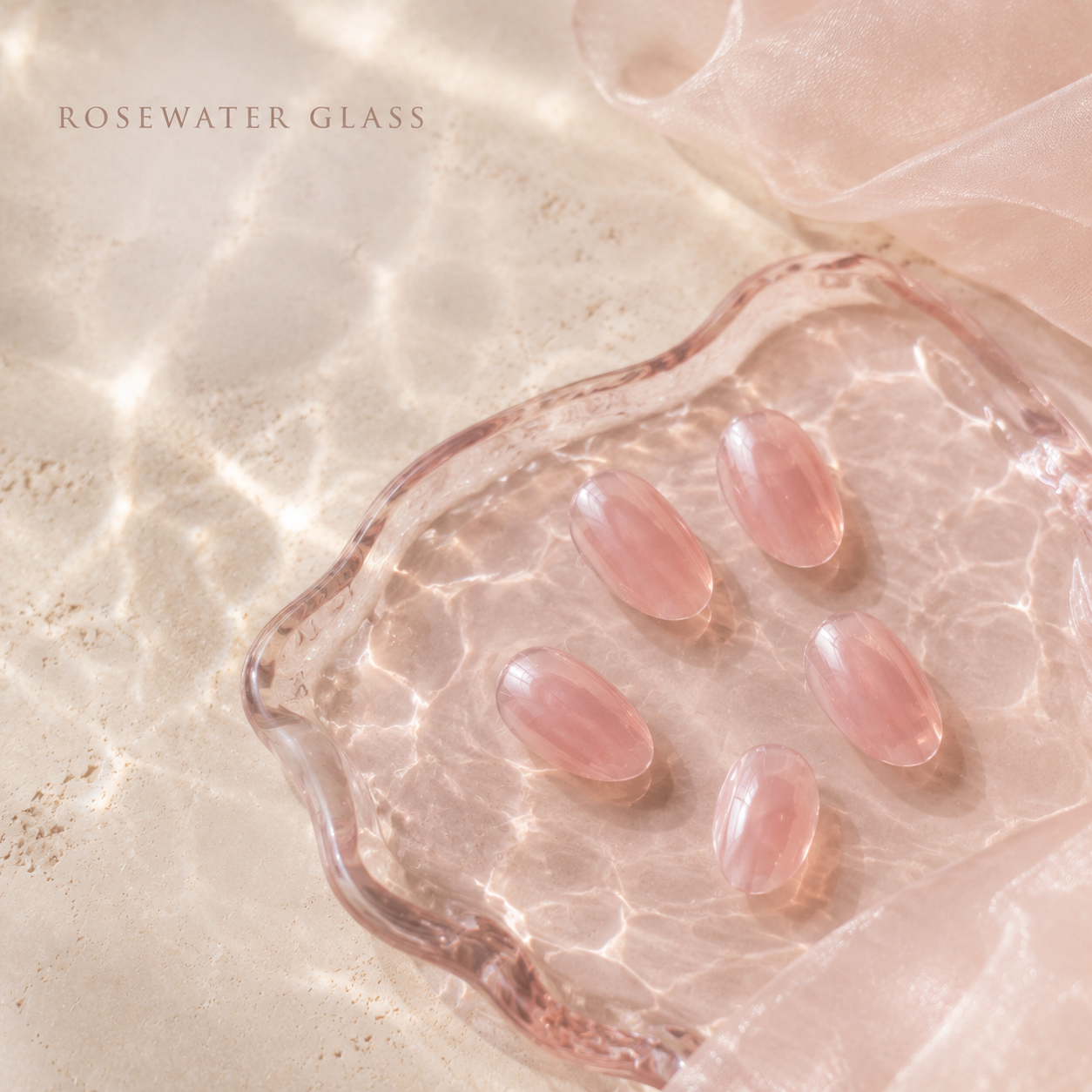lunvona®Rosewater Glass | Sheer Pink Jelly Short Almond Press-On Nails