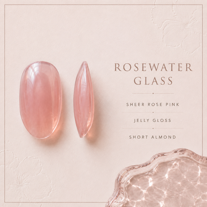 lunvona®Rosewater Glass | Sheer Pink Jelly Short Almond Press-On Nails