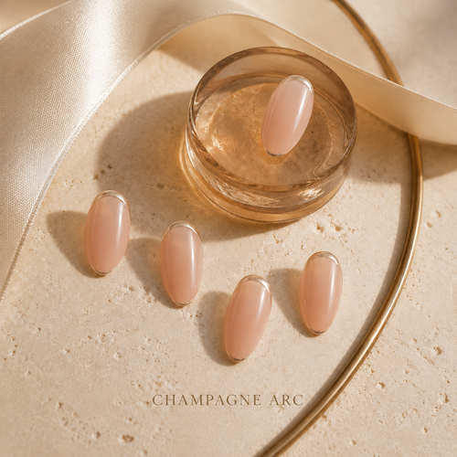 lunvona®Champagne Arc | Gold French Short Almond Press-On Nails