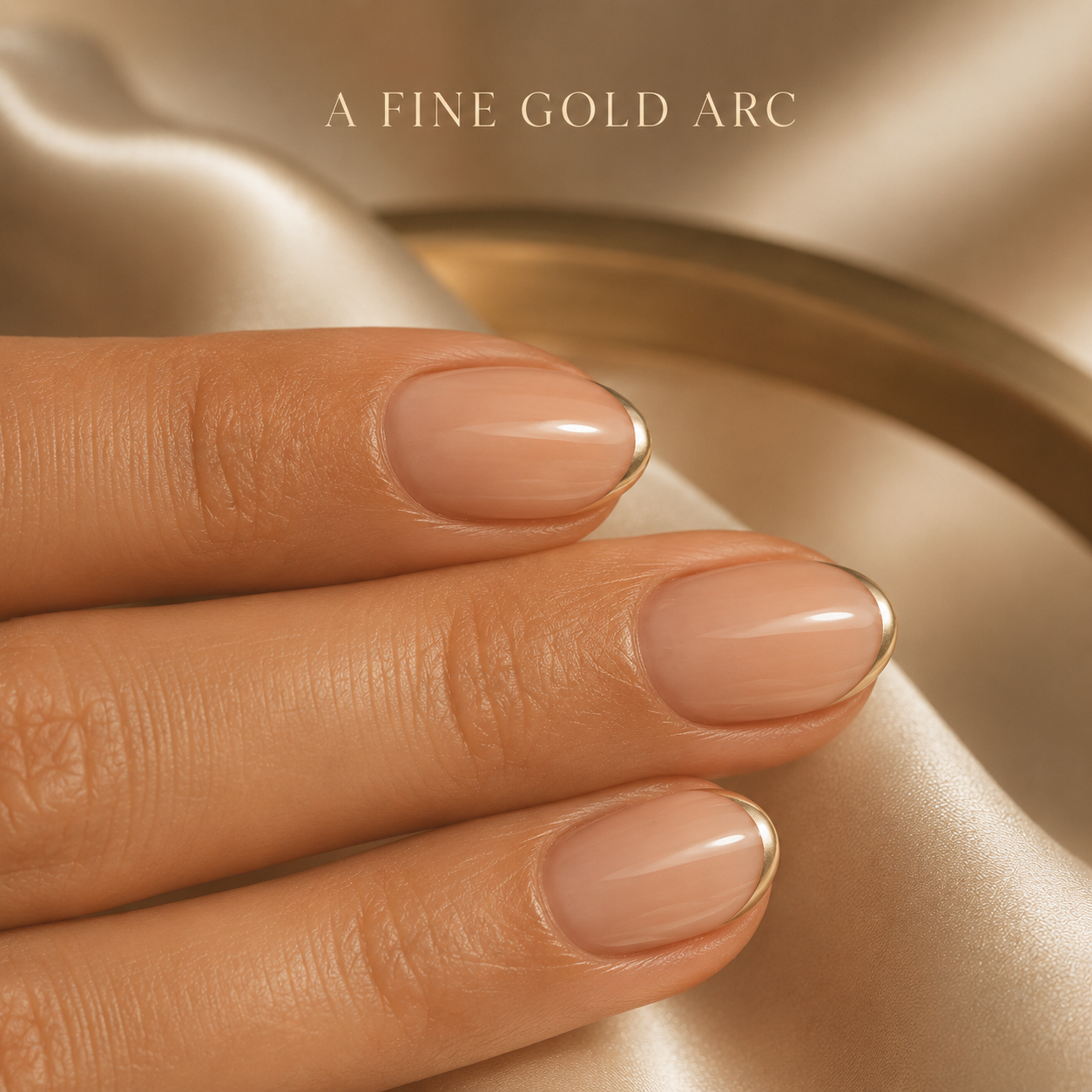 lunvona®Champagne Arc | Gold French Short Almond Press-On Nails