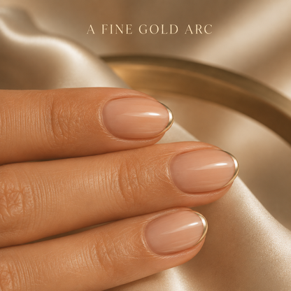 lunvona®Champagne Arc | Gold French Short Almond Press-On Nails