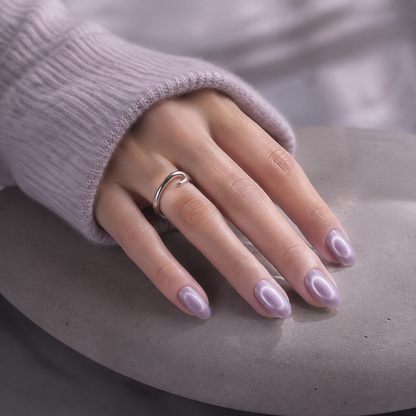 lunvona®Lilac Orbit | Lilac Cat-Eye Short Almond Press-On Nails