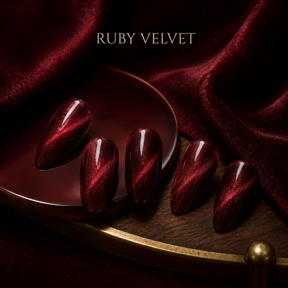 lunvona®Ruby Velvet | Burgundy Velvet Medium Almond Press-On Nails