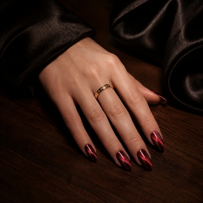 lunvona®Ruby Velvet | Burgundy Velvet Medium Almond Press-On Nails