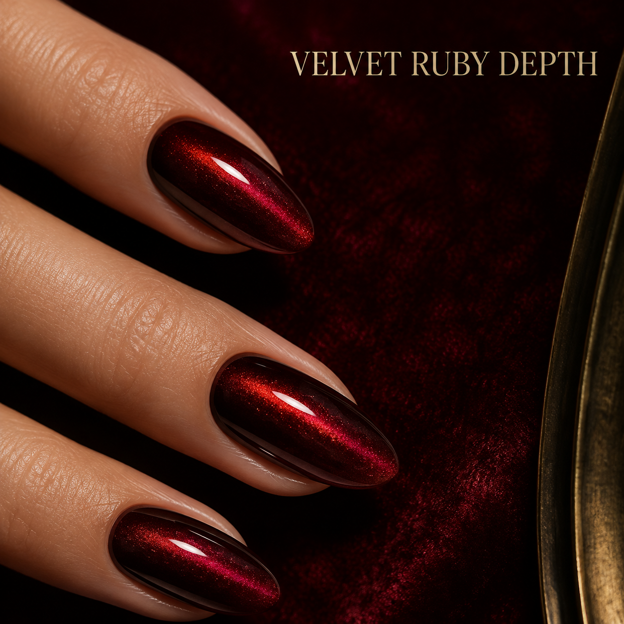 lunvona®Ruby Velvet | Burgundy Velvet Medium Almond Press-On Nails