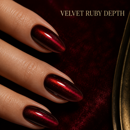 lunvona®Ruby Velvet | Burgundy Velvet Medium Almond Press-On Nails