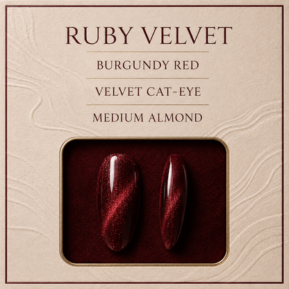 lunvona®Ruby Velvet | Burgundy Velvet Medium Almond Press-On Nails