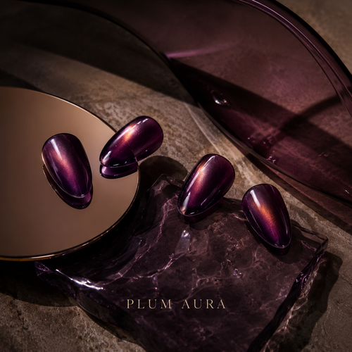 lunvona®Plum Aura | Plum Jelly Chrome Short Almond Press-On Nails