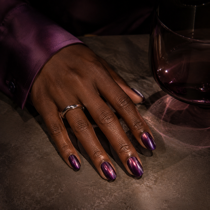 lunvona®Plum Aura | Plum Jelly Chrome Short Almond Press-On Nails