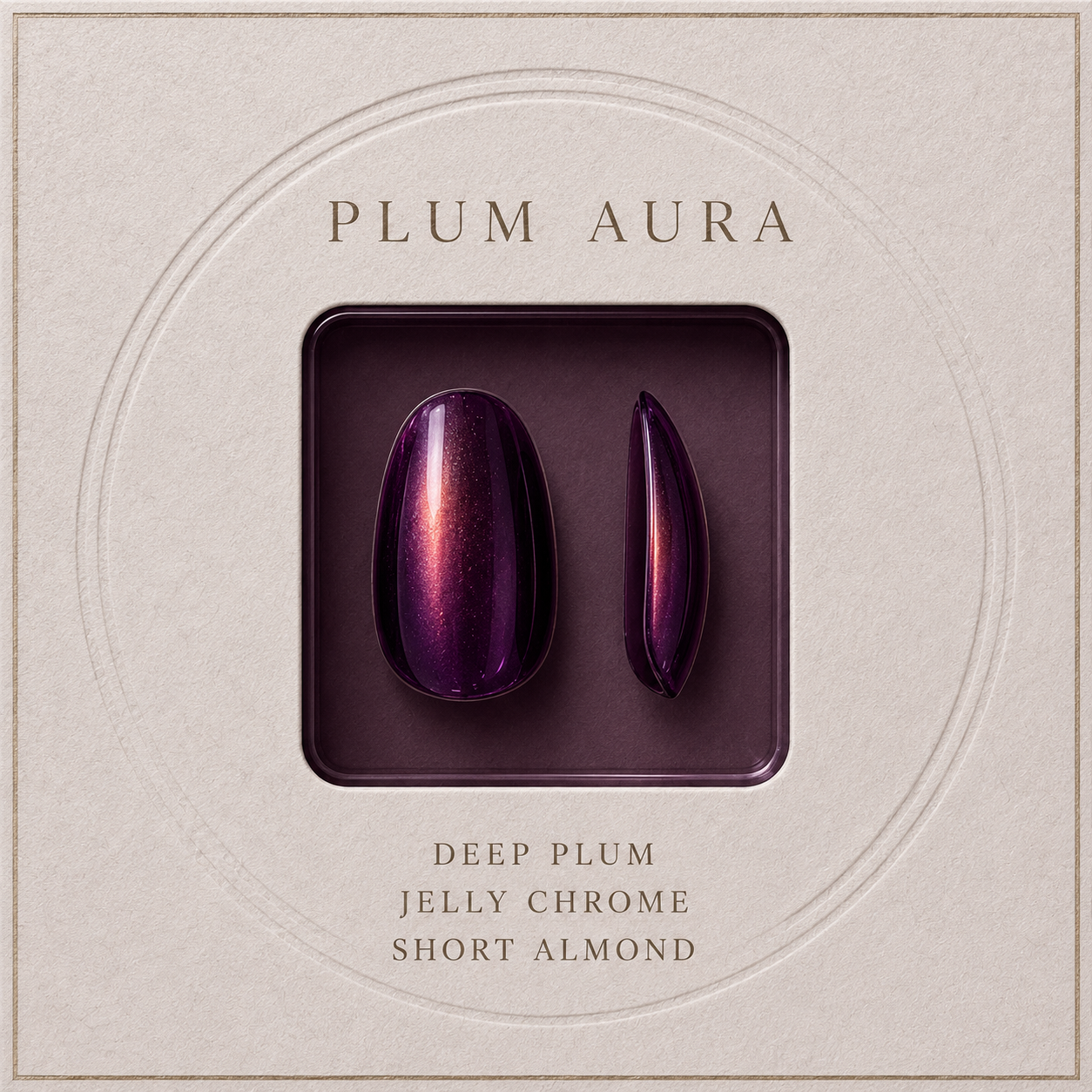 lunvona®Plum Aura | Plum Jelly Chrome Short Almond Press-On Nails