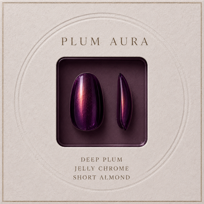 lunvona®Plum Aura | Plum Jelly Chrome Short Almond Press-On Nails